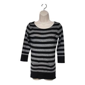 Loft Gray/Black  Striped Light Tunic Sweater Shirt  Size XS/ Wool Casual